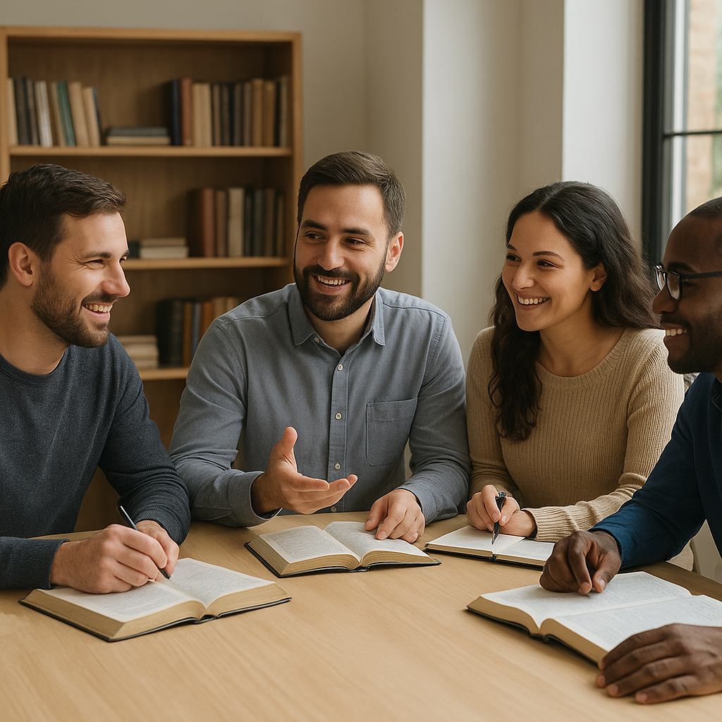 Grupo de líderes estudiando